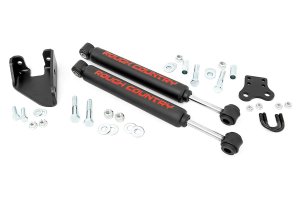 Jeep Wrangler Dual Steering Stabilizer - Front - Rough Country - 4-6.5 Inch Lift - '87-'95